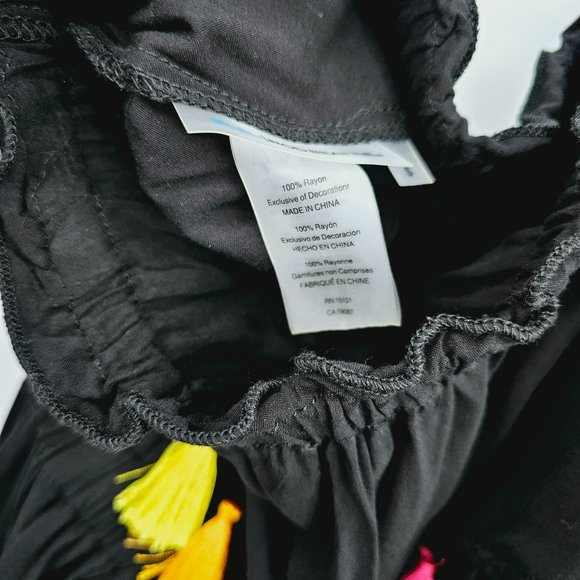 Bleu Rod Beattie Swim Dress Coverup S Black Colorful Tassels Strapless Tiered - Picture 6 of 10